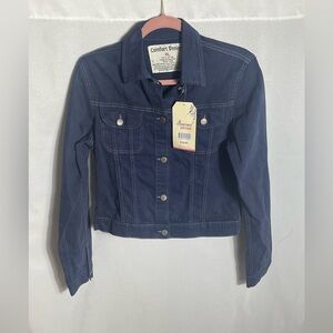 Comfort Denim Kids XL Blue Jean Jacket Youth Size 16 NWT Plaid Patch Detail